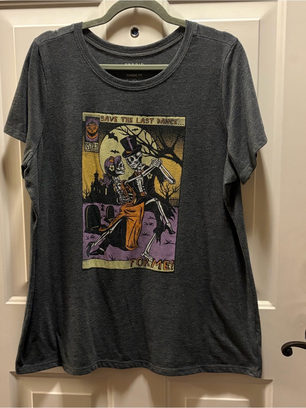 torrid Charcoal Graphic Tee with Vintage Dancing Skeleton Print